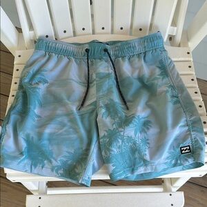 Billabong Blue Board Shorts with Tropical Print